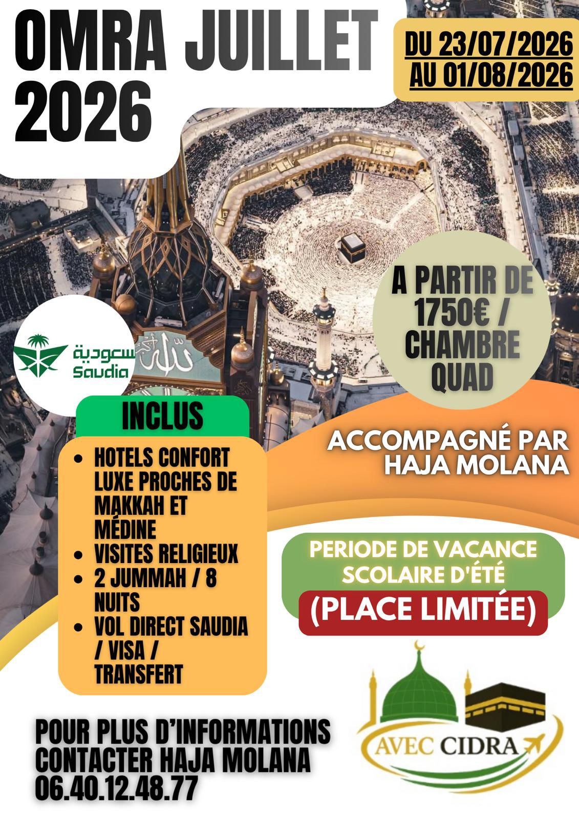 Flyer Omra été 2026 Avec Cidra