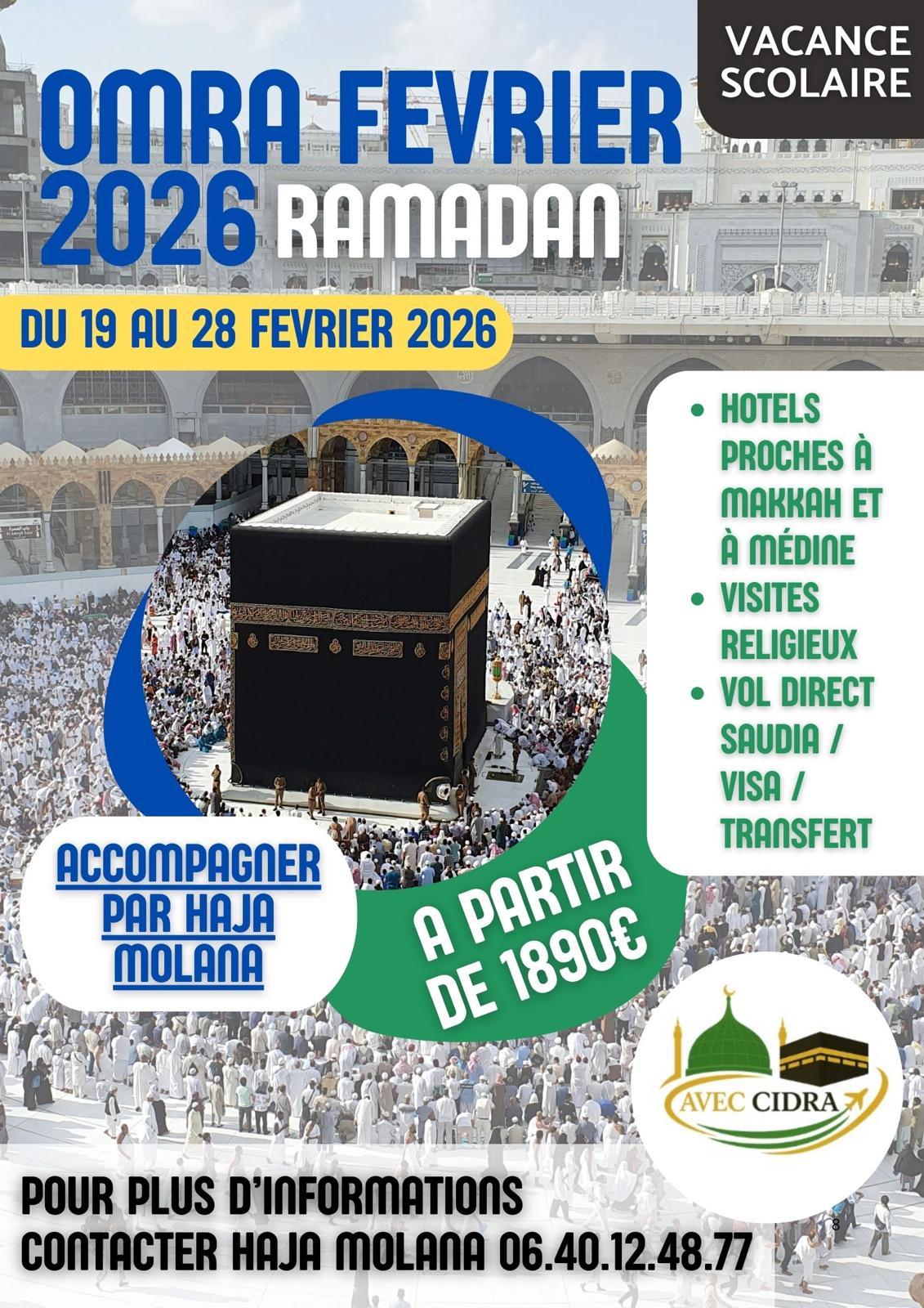 Flyer réservation Omra 2026 ramadan